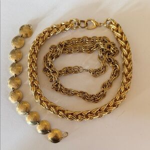 Gold Tone Necklaces and Bracelet